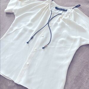 Roland Mouret Silk Cowl
Neck Blouse - Neutrals, size 8